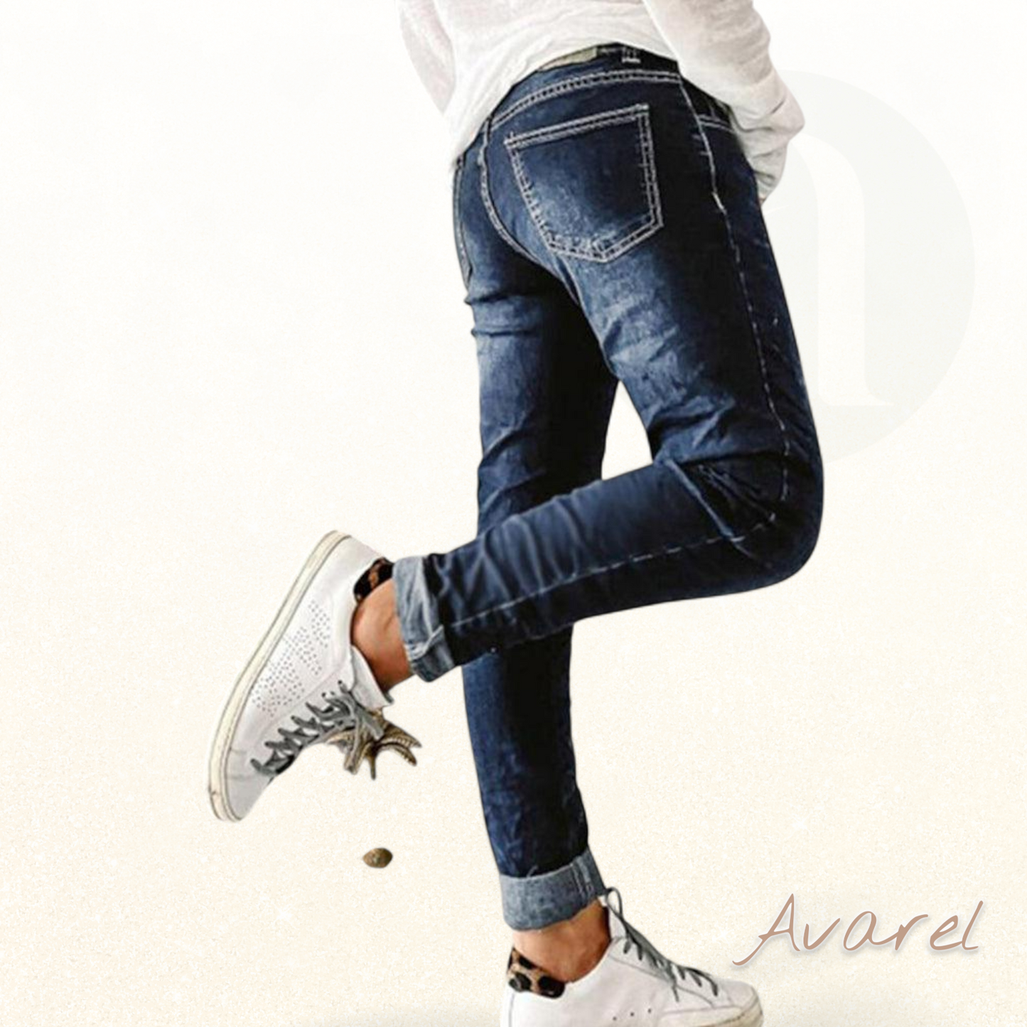 Stilvoll Jeans mit umgschlagenem Saum und geradem Bein für ne moderne Look