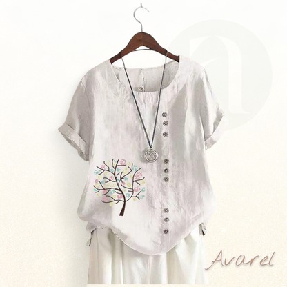 Stylischs Rundhals-T-Shirt mit trendy Blatt-Druck