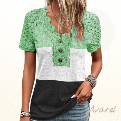 Stylisch Farbblock-Spitzen-Pullover für en trendige Look