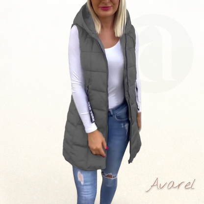 Stilvoller wattierter Ärmelloser Mantel mit praktischem Reissverschluss und Kapuzenfunktion