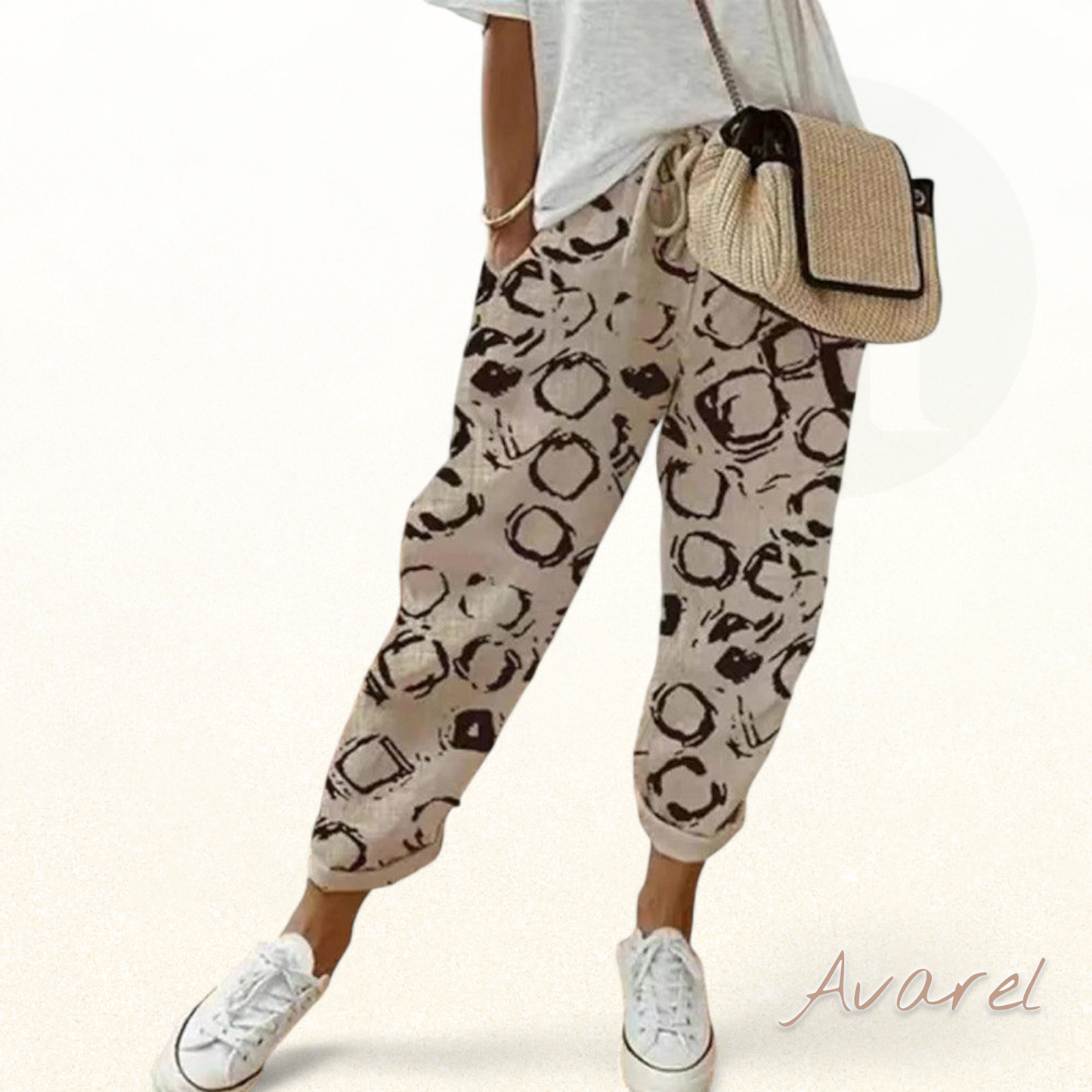 Bequemi Damen-Freizeitshosen us atmungsaktivem Baumwoll-Leinen-Mix