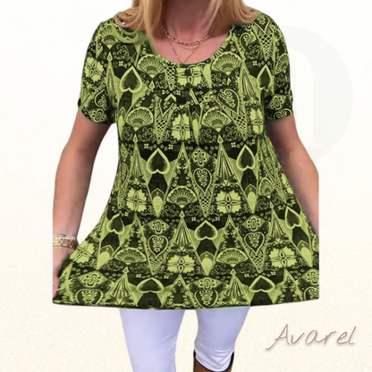 lässigs Retro-T-Shirt mit Rundhalsausschnitt und trendigem Druck