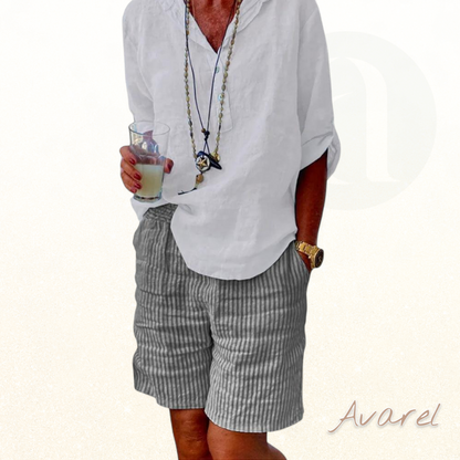 Stylische Baumwoll-Leinen-Shorts mit trendigem Streifendruck