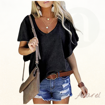 Stylischeds einfärbigs T-Shirt mit elegante Rüschenärmel