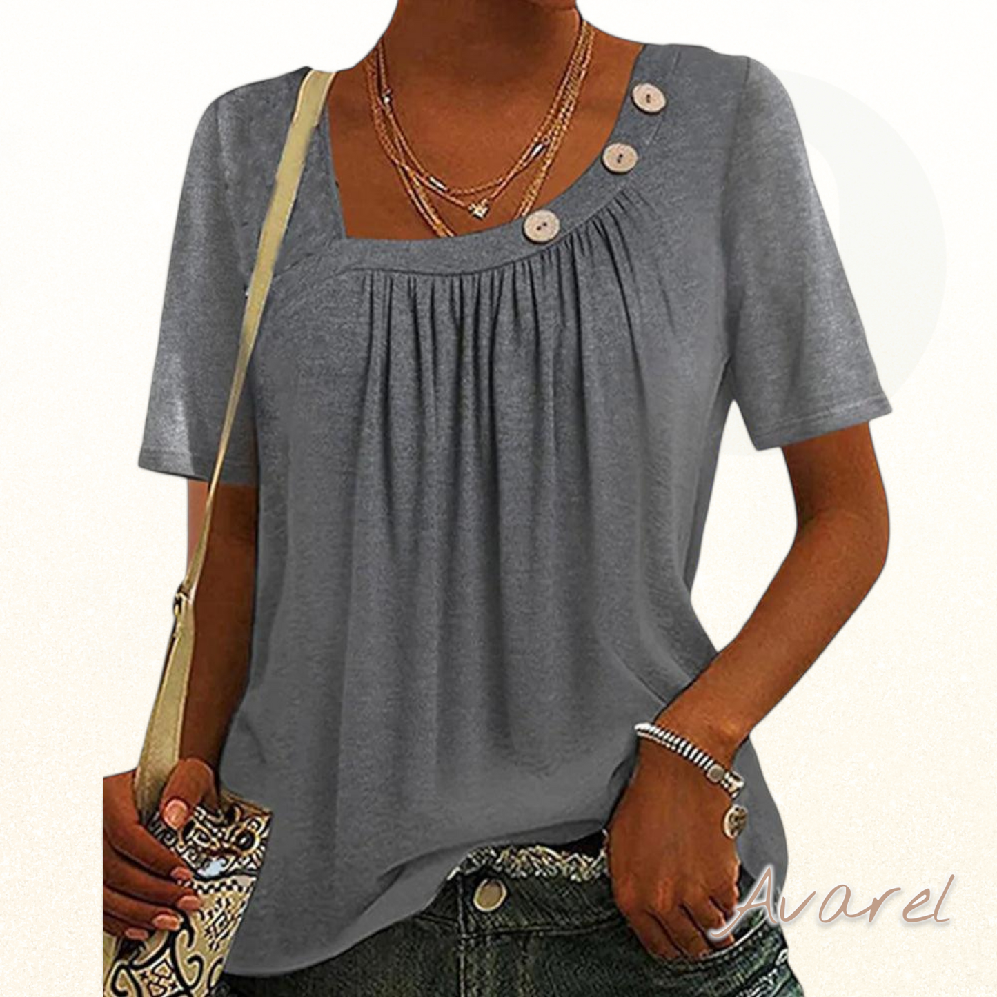 Stilvolli graue Blus mit elegante dekorative Knopf