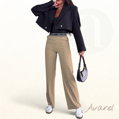 Bequemi gerade Hose in Uni-Farb mit praktische Reißverschlusstasche