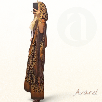 Elegante Mantel mit Batwing-Ärmeln und stilvollem Leopardenmuster