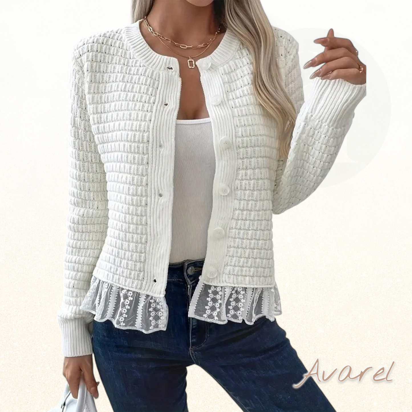 Elegant, langärmligs Spitzesweatshirt für stilvolle Alltagslooks