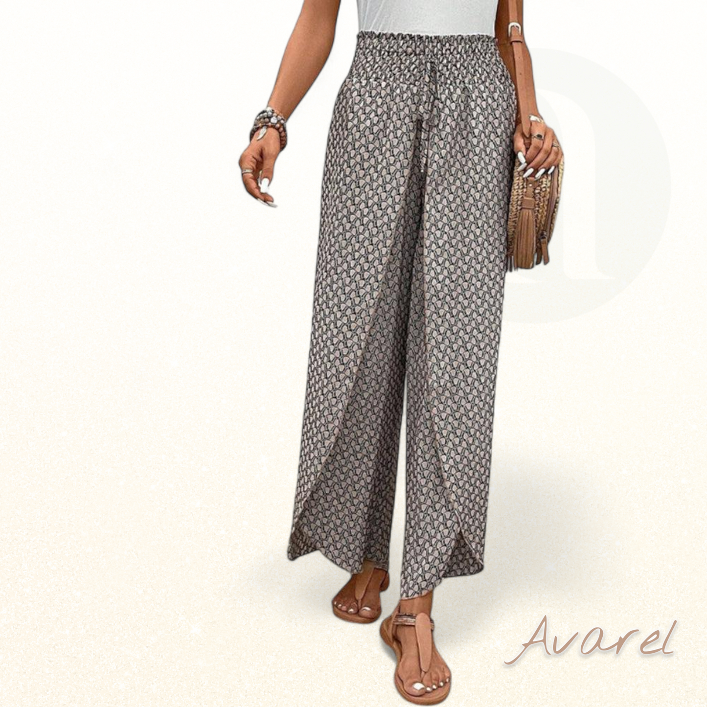 Stilvoll Hose mit wiitem Bein und elastischem Kordelzug, verziert mit moderne geometrischer Druck