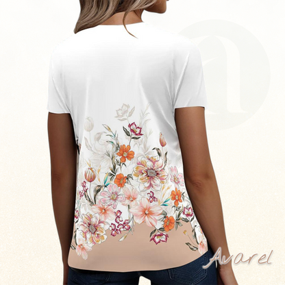 Lässigs Damen T-Shirt mit V-Ausschnitt und Kurzarm-Design, bequem und modisch