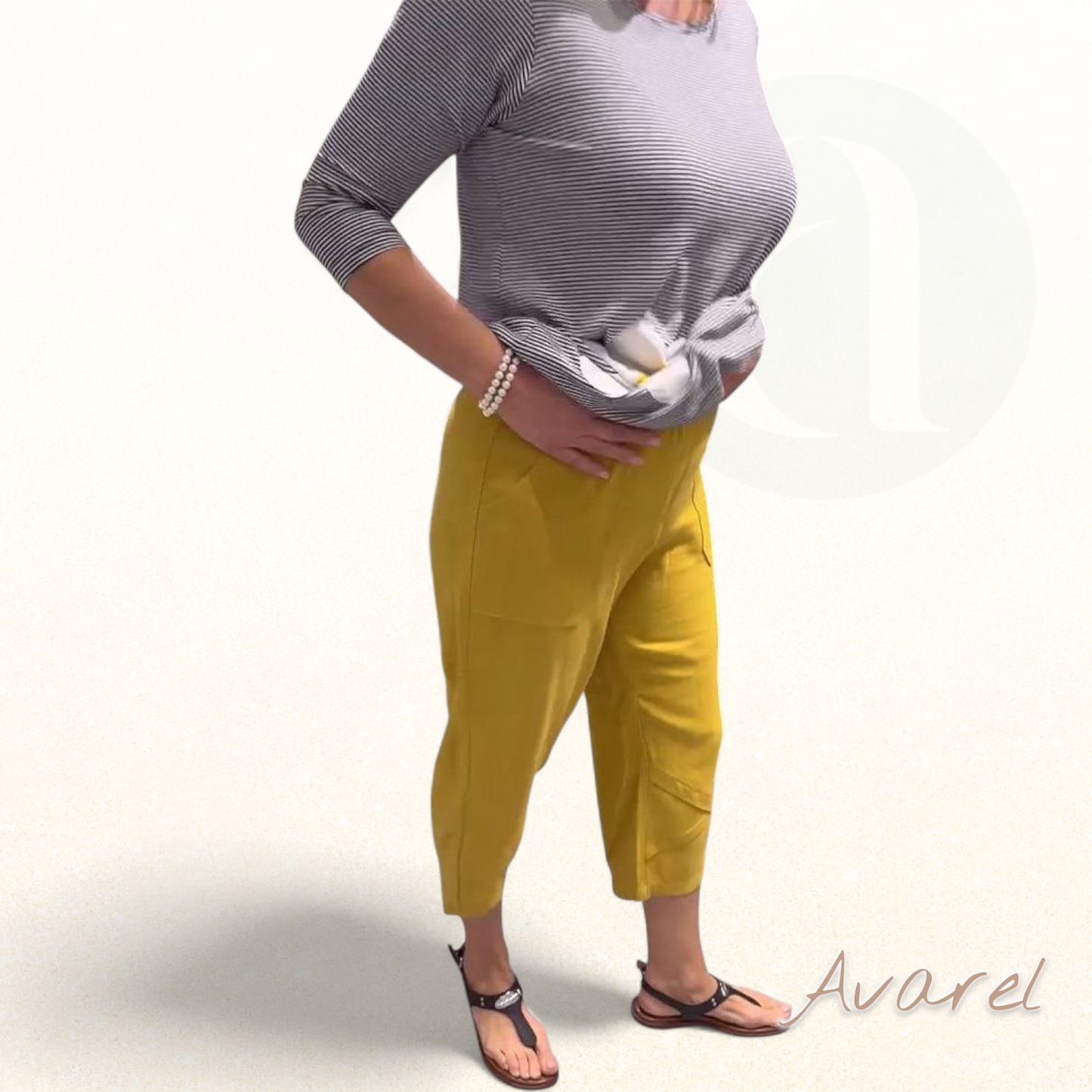 lässigi schmale Baumwoll-Leinen-Hose, churz und bequem