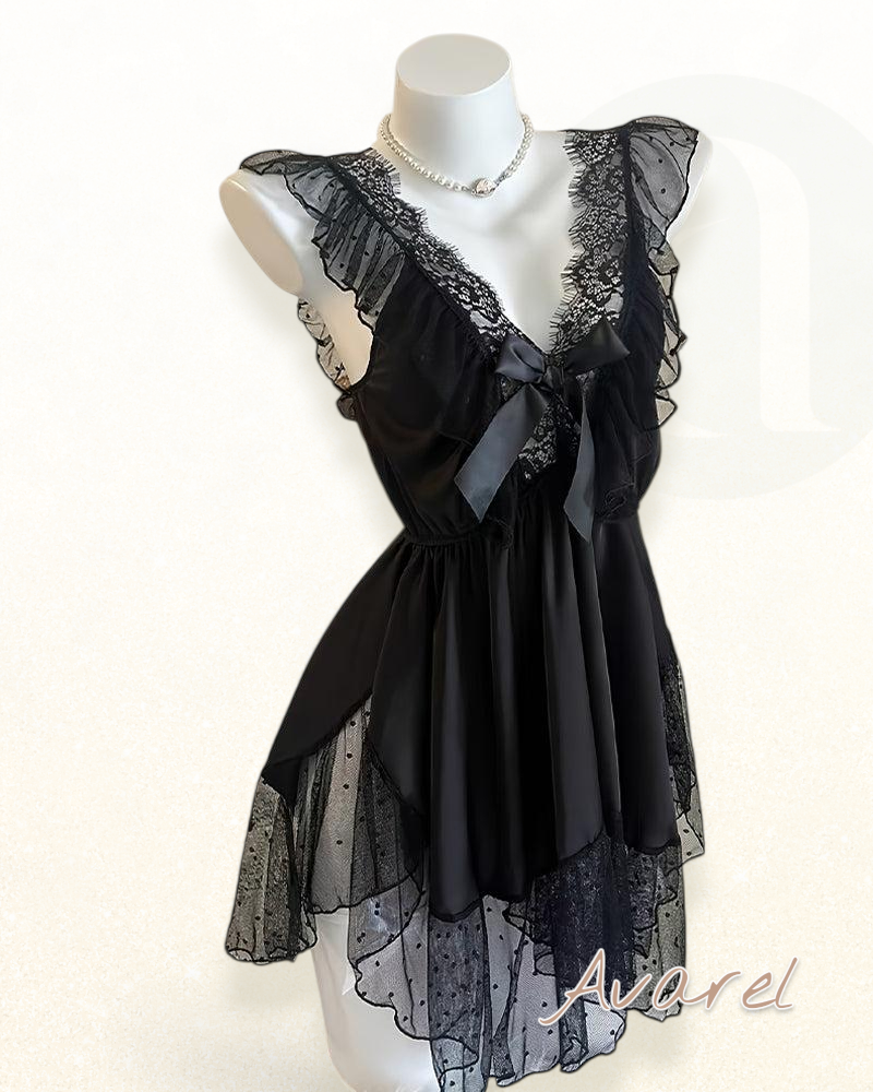 Verführerische Damen-Nachtwäsche mit tiefem V-Ausschnitt und freiem Rücken, elegant us Spitze