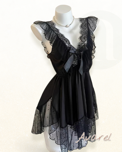 Verführerische Damen-Nachtwäsche mit tiefem V-Ausschnitt und freiem Rücken, elegant us Spitze