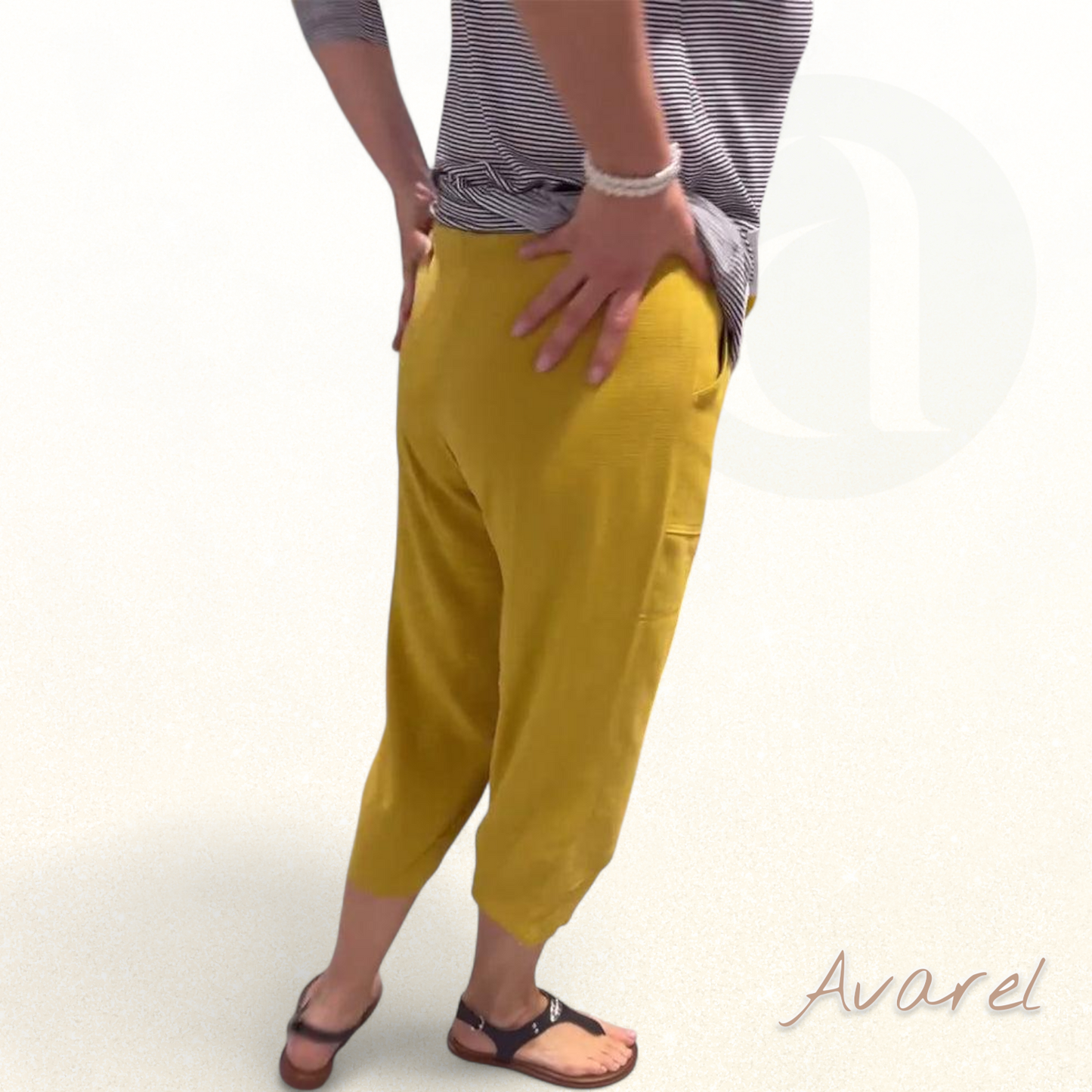 lässigi schmale Baumwoll-Leinen-Hose, churz und bequem