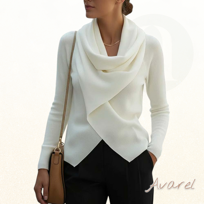 Elegante unregelmässig gestrickti Top mit chline Halse für ne modisch Style