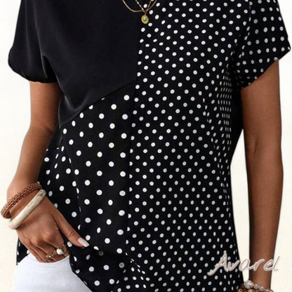 Schöns Polka-Dot T-Shirt mit Rundhalsausschnitt für e'n modische Look