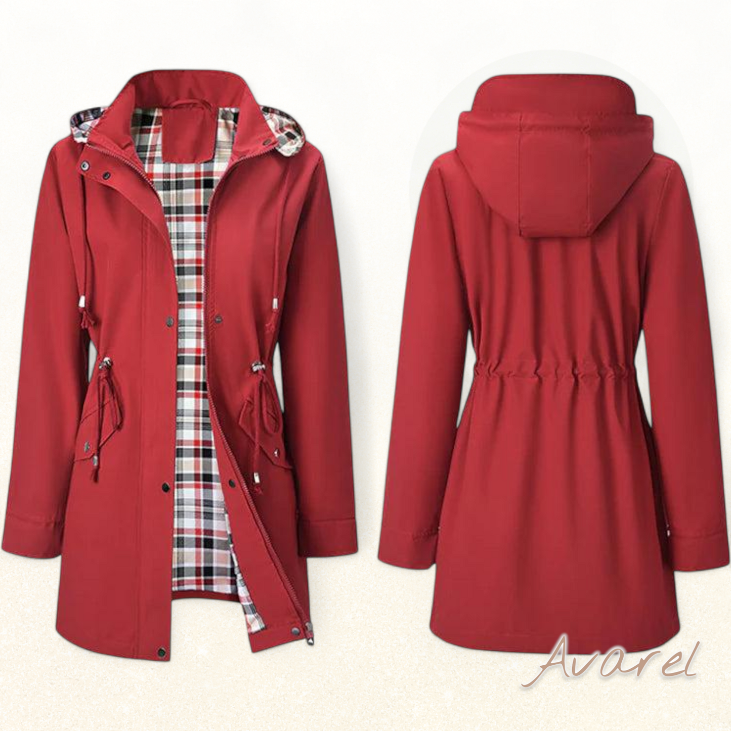 Eleganter Damen-Wasserfester Trenchcoat mit Kapuze für stilvollen Schutz bi jedem Wetter