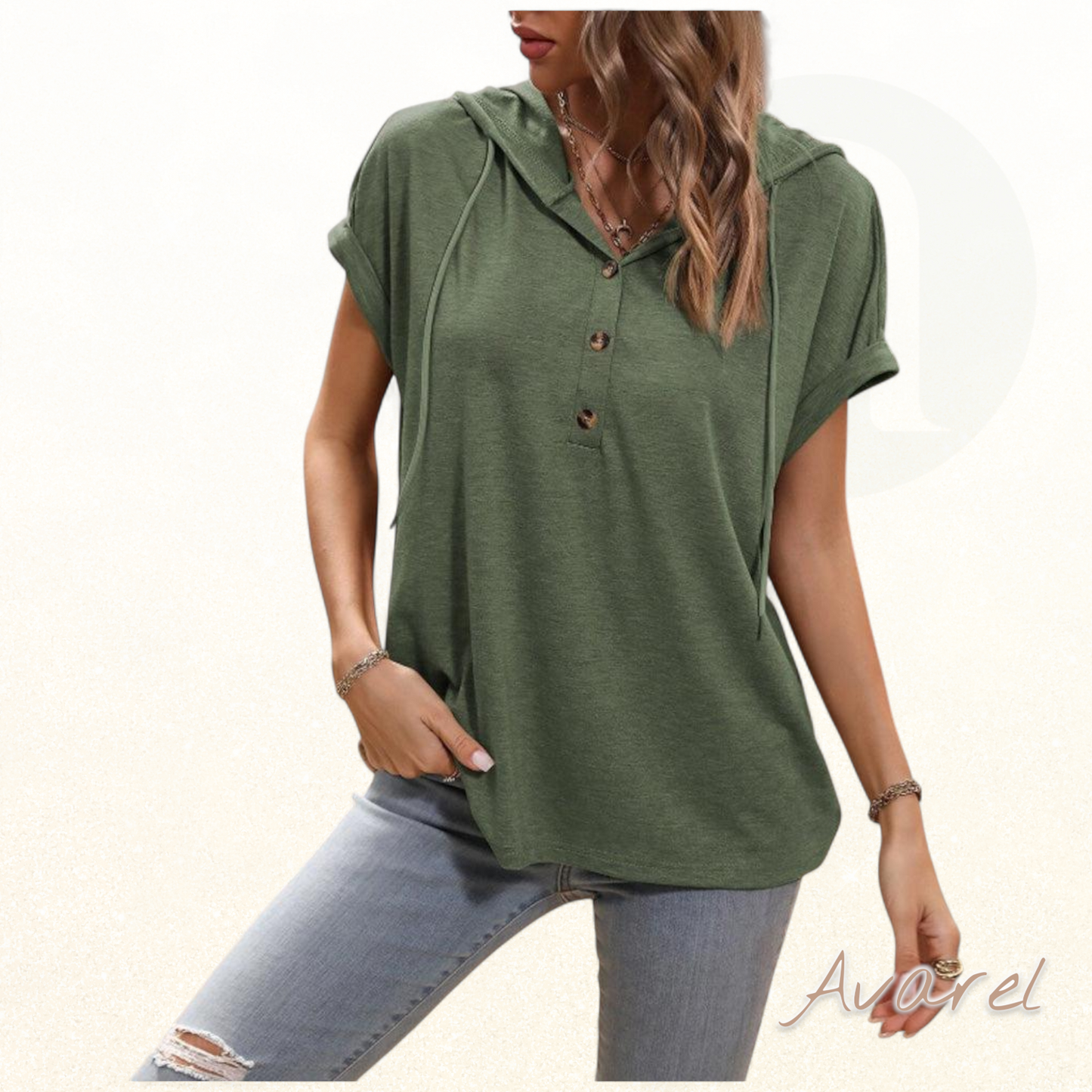 Bequeme Kapuzen-T-Shirt mit Kordelzug und Kurzarm für de lässige Stil