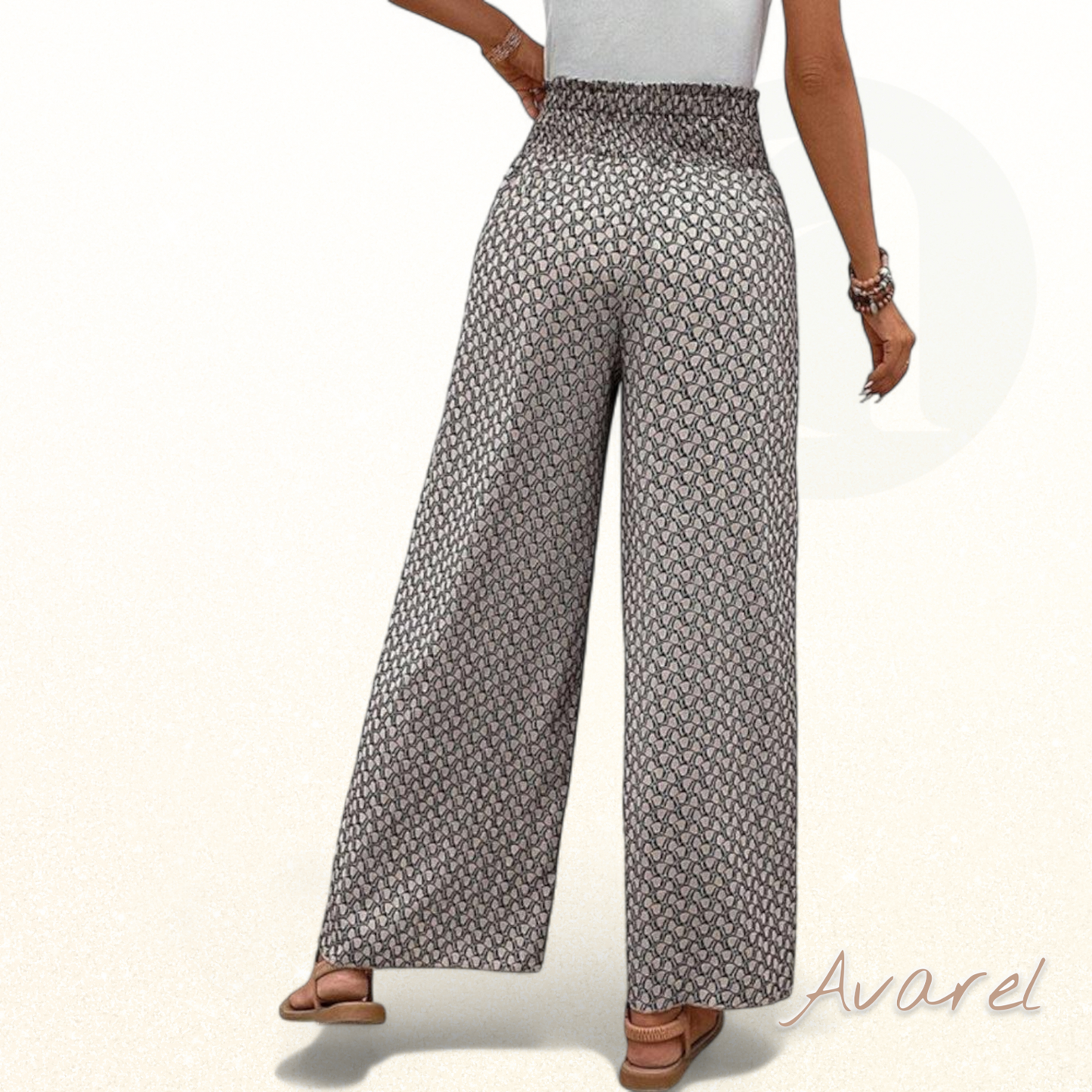 Stilvoll Hose mit wiitem Bein und elastischem Kordelzug, verziert mit moderne geometrischer Druck