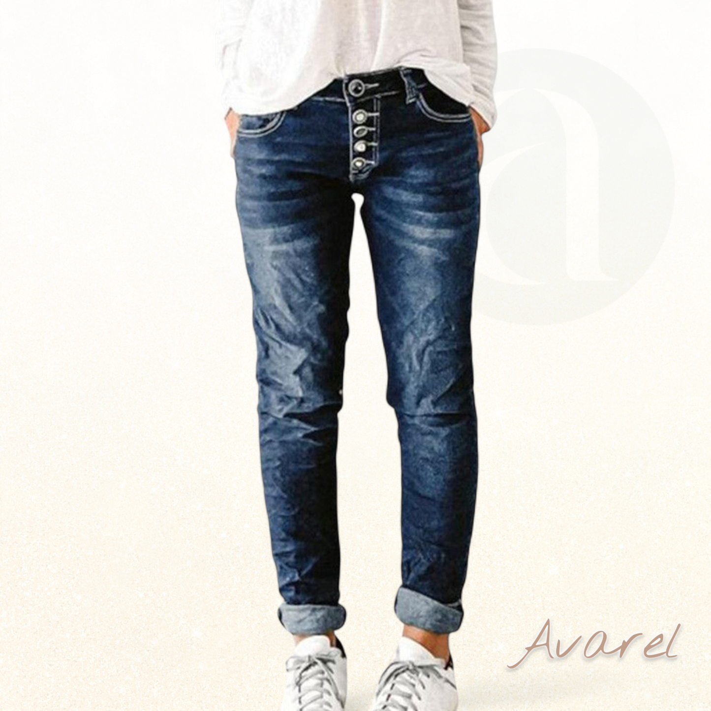 Stilvoll Jeans mit umgschlagenem Saum und geradem Bein für ne moderne Look