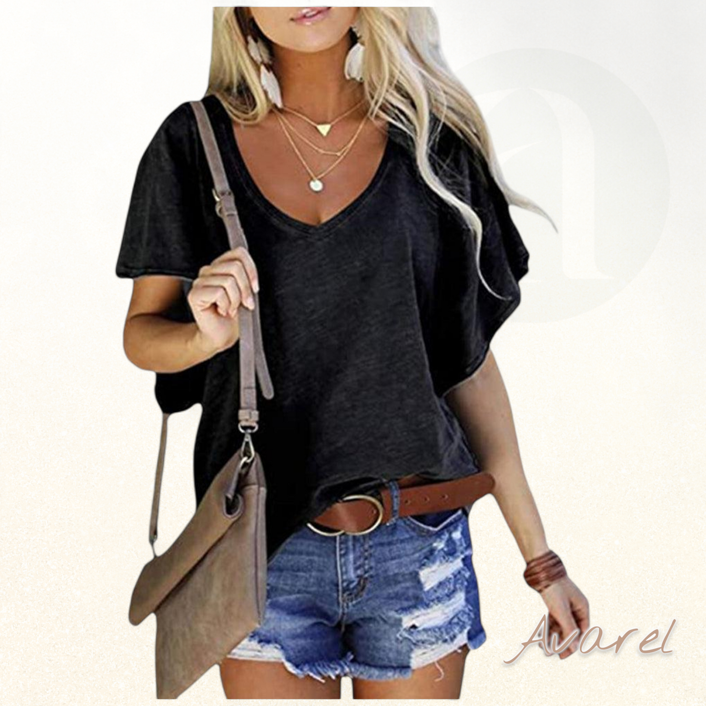 Stylischeds einfärbigs T-Shirt mit elegante Rüschenärmel