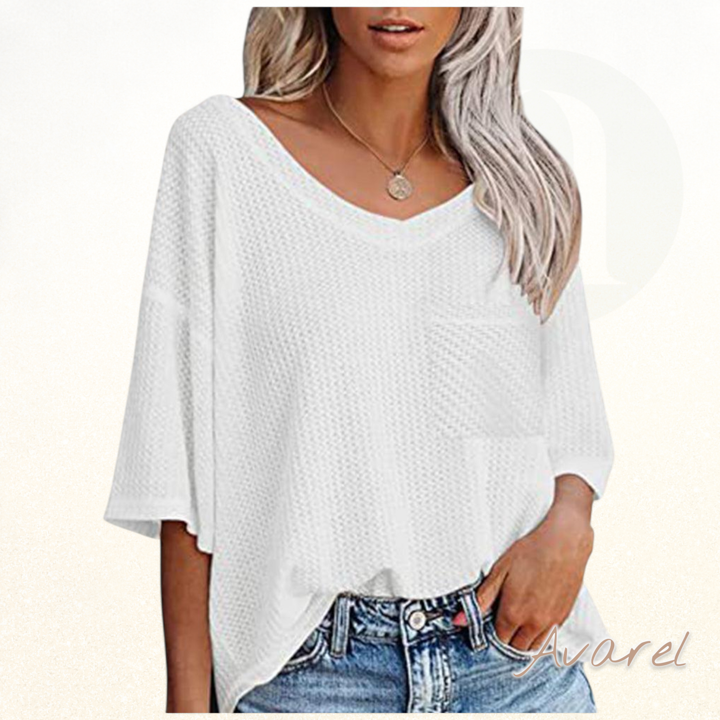 Stylisch chourämligs V-Ausschnitt T-Shirt mit praktische Täsch