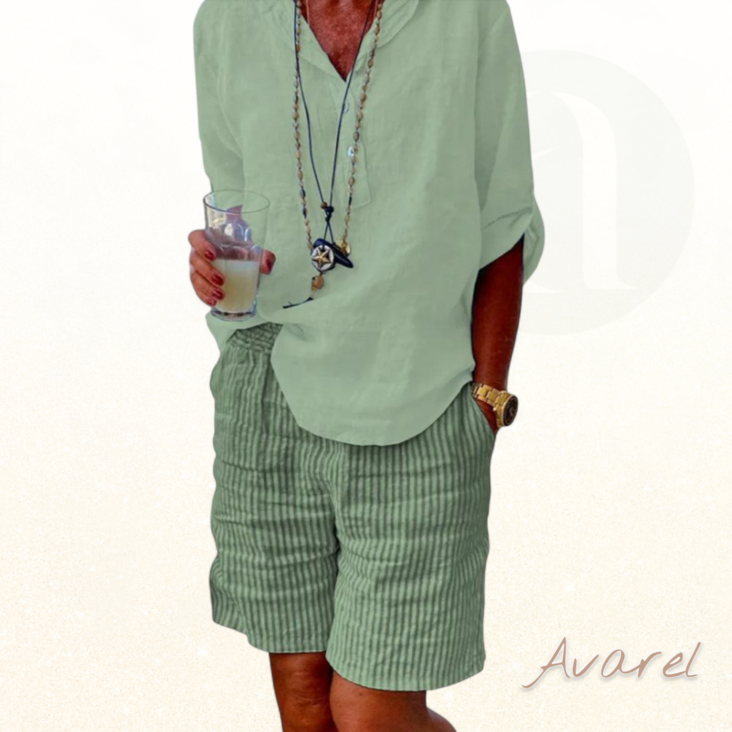 Stylische Baumwoll-Leinen-Shorts mit trendigem Streifendruck