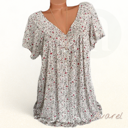 Bequemes Churzarm-V-Ausschnitt-T-Shirt für e lässige Look