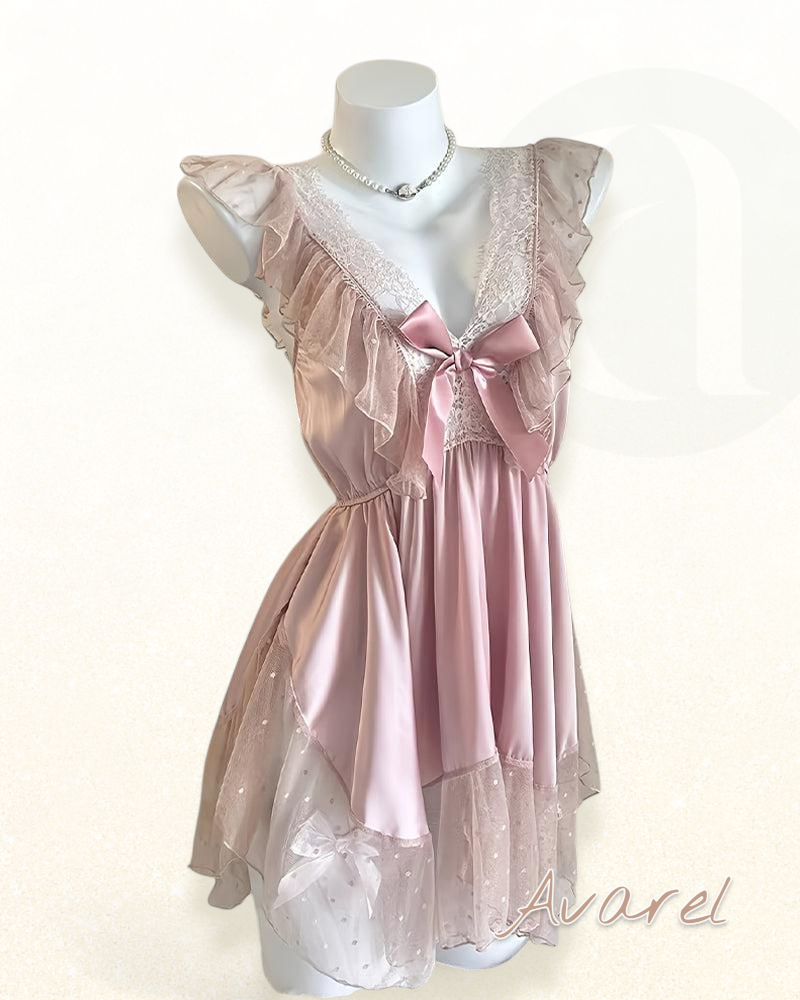 Verführerische Damen-Nachtwäsche mit tiefem V-Ausschnitt und freiem Rücken, elegant us Spitze