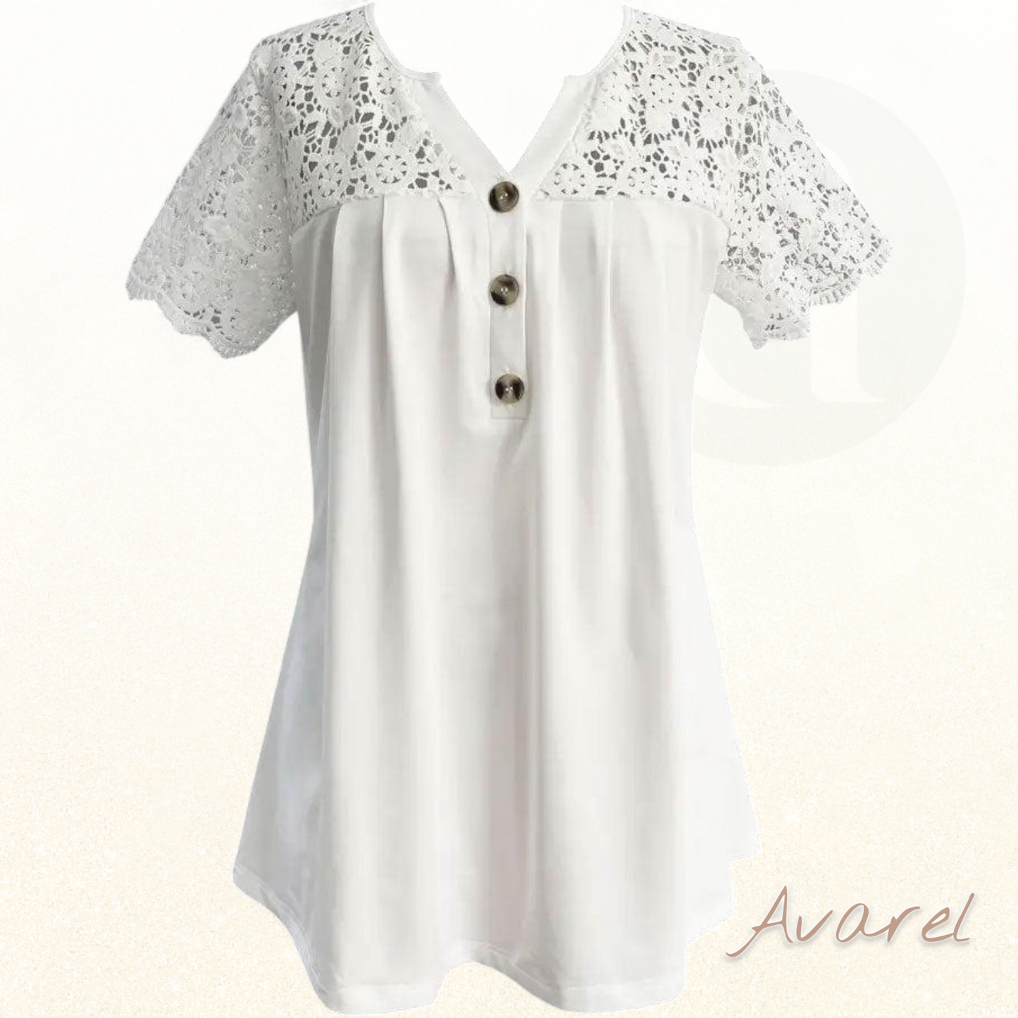 T-Shirt mit Hohlsaum, Spitze und plissiertem Patchwork für stilvollen Komfort