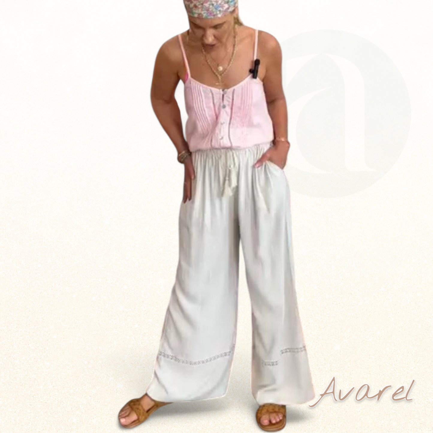 Bequemi Einfarbigi Hose mit Wiit Beini und Praktischä Tasche