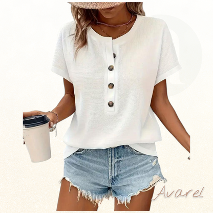 Stylischs Knopfleistent-Shirt mit Rondhals-Ausschnitt für maximale Komfort