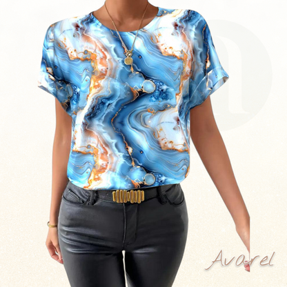 Stylischs Rundhals-T-Shirt mit trendy Marmorprint