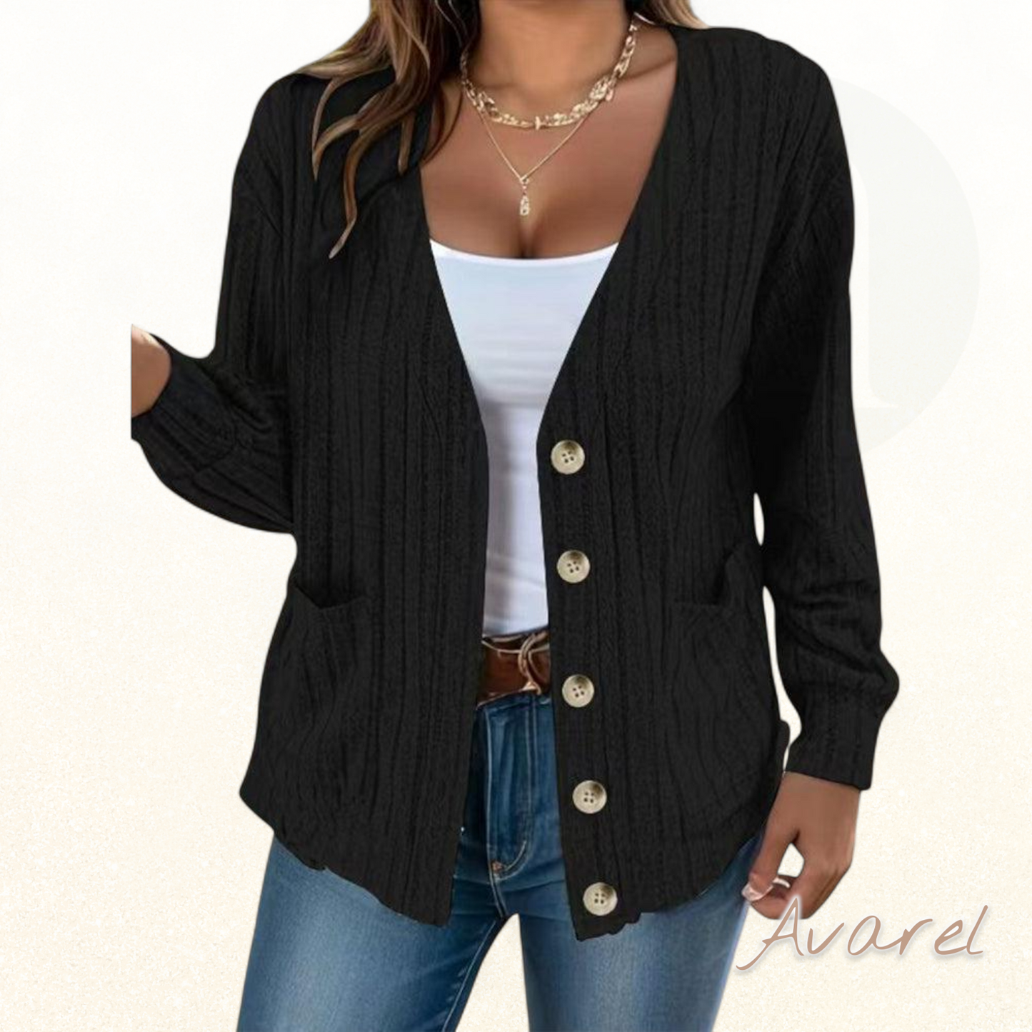 Stilvoller eifarbiger Mantel mit lange Ärmle und elegante V-Ausschnitt