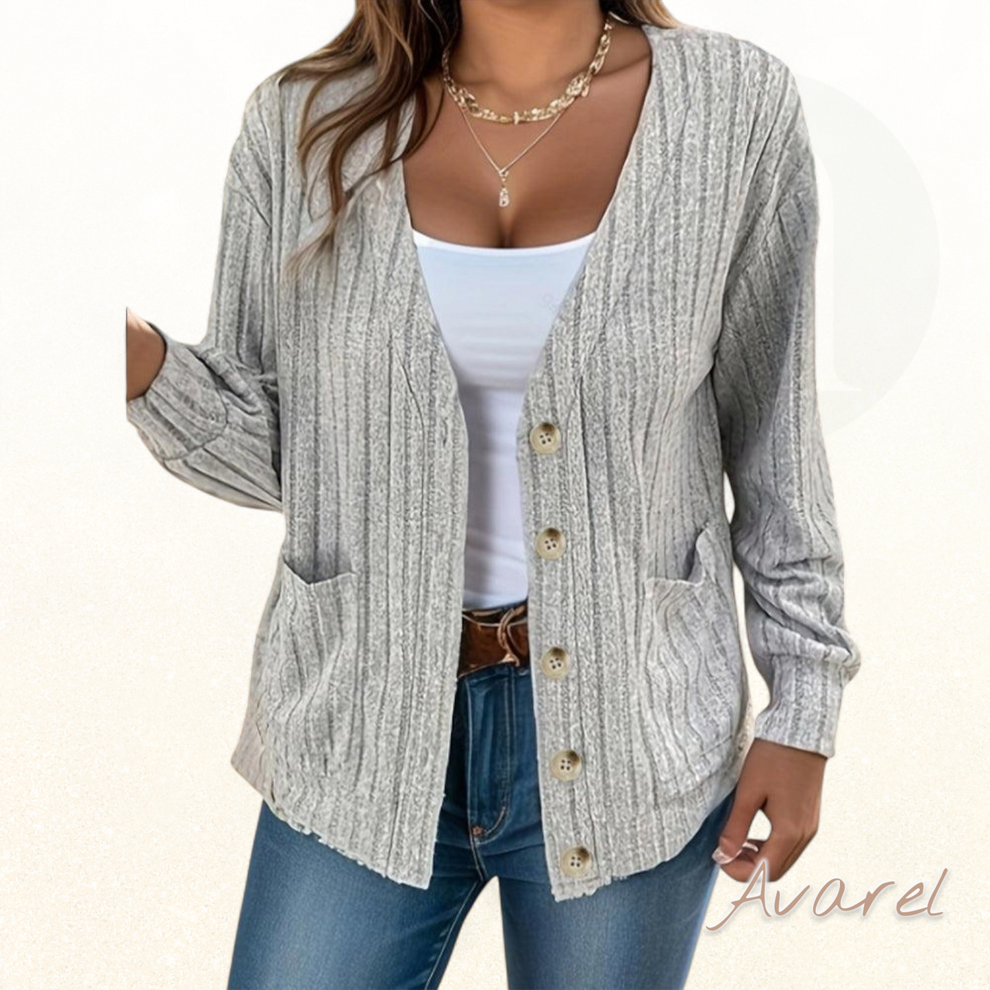 Stilvoller eifarbiger Mantel mit lange Ärmle und elegante V-Ausschnitt