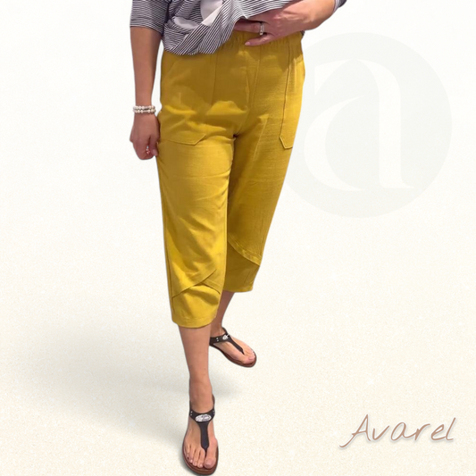 lässigi schmale Baumwoll-Leinen-Hose, churz und bequem