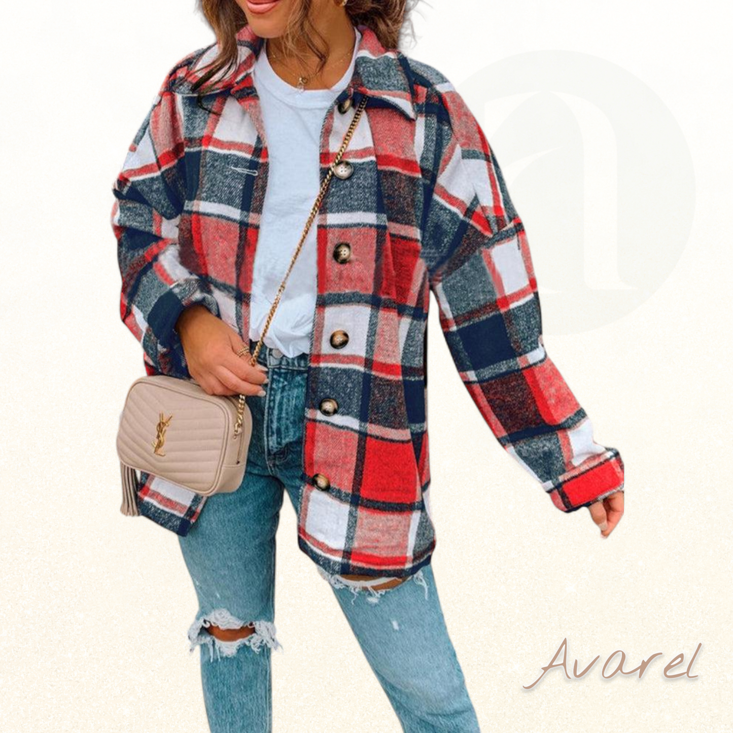 Chic Karomuster-Jacke mit Knopfleiste für en lässige Look