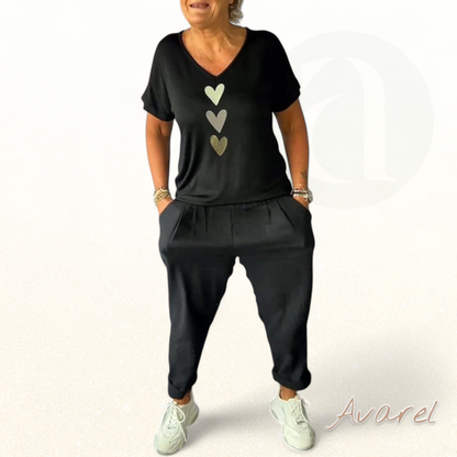 Komfortabli Freizeithose mit stilvolle einfärbige Tasche