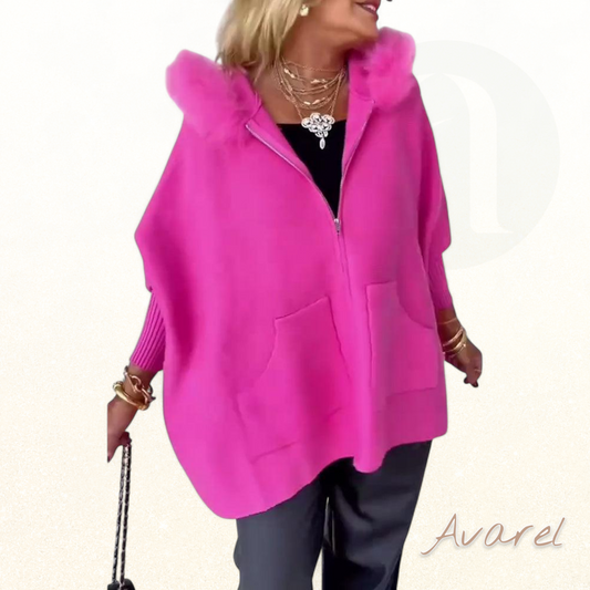 Eleganter Mantel mit stilvollem einfarbigem Pelzkragen