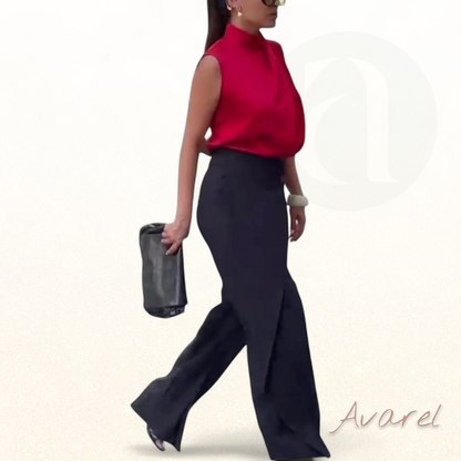 Asymmetrisch geschichtete Hose mit weitem Bein für modische Bequemlichkeit