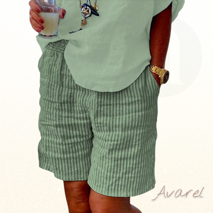Stylische Baumwoll-Leinen-Shorts mit trendigem Streifendruck