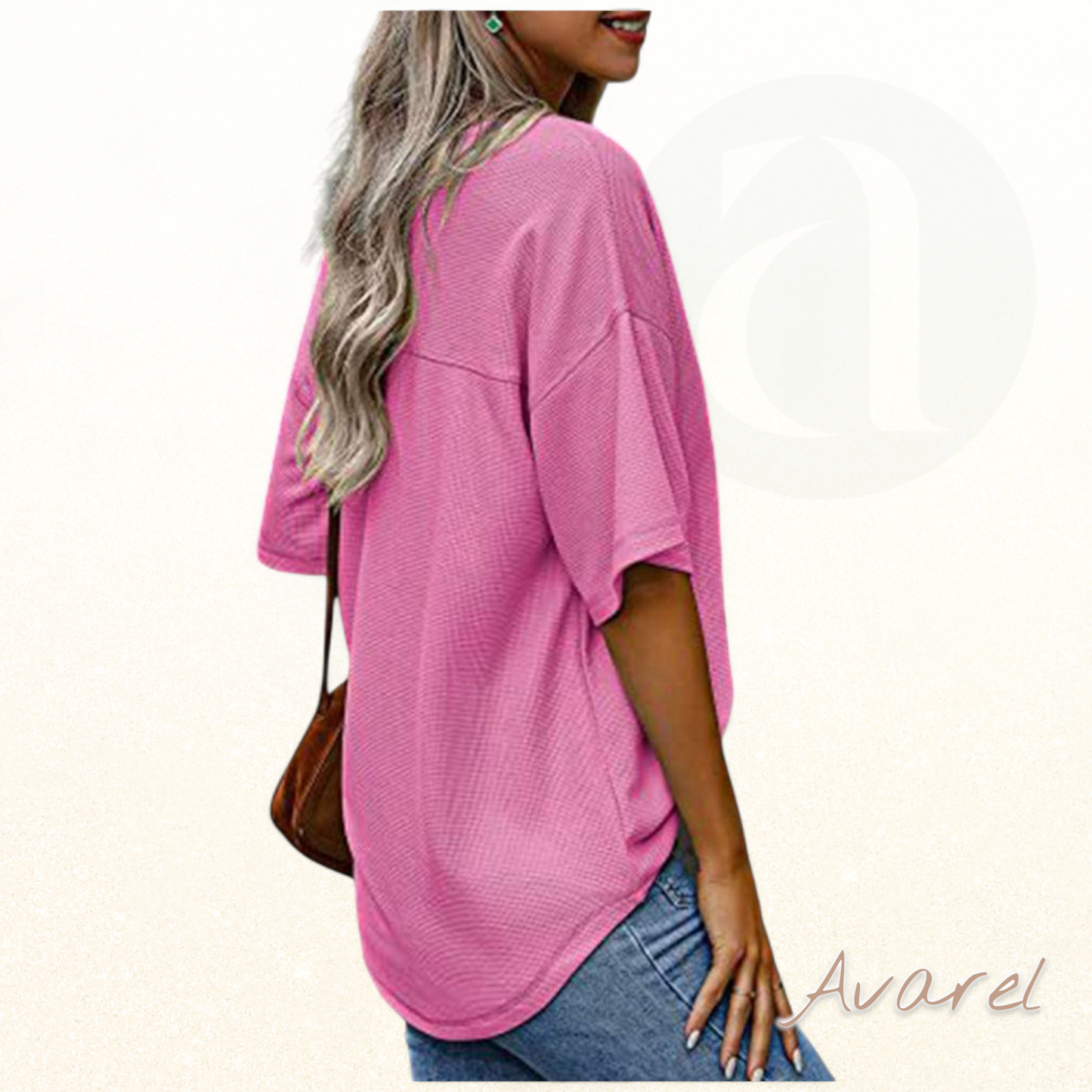 Stylisch chourämligs V-Ausschnitt T-Shirt mit praktische Täsch