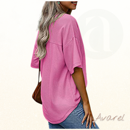 Stylisch chourämligs V-Ausschnitt T-Shirt mit praktische Täsch