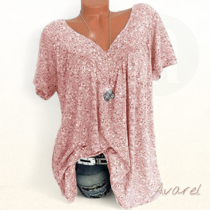 Bequemes Churzarm-V-Ausschnitt-T-Shirt für e lässige Look