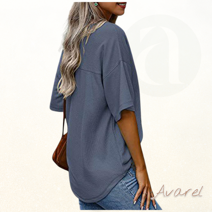 Stylisch chourämligs V-Ausschnitt T-Shirt mit praktische Täsch