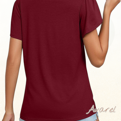 Elegants eifärbigs T-Shirt mit stilvolle Rüschenärmel