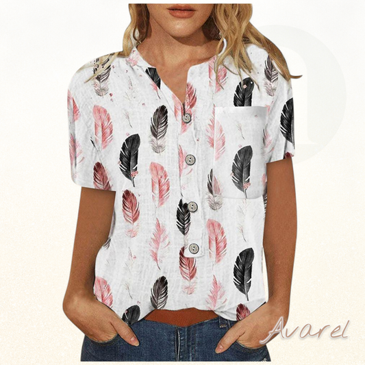 Stylisch bedrucktes Kurzarm-Top für jedi Anlass