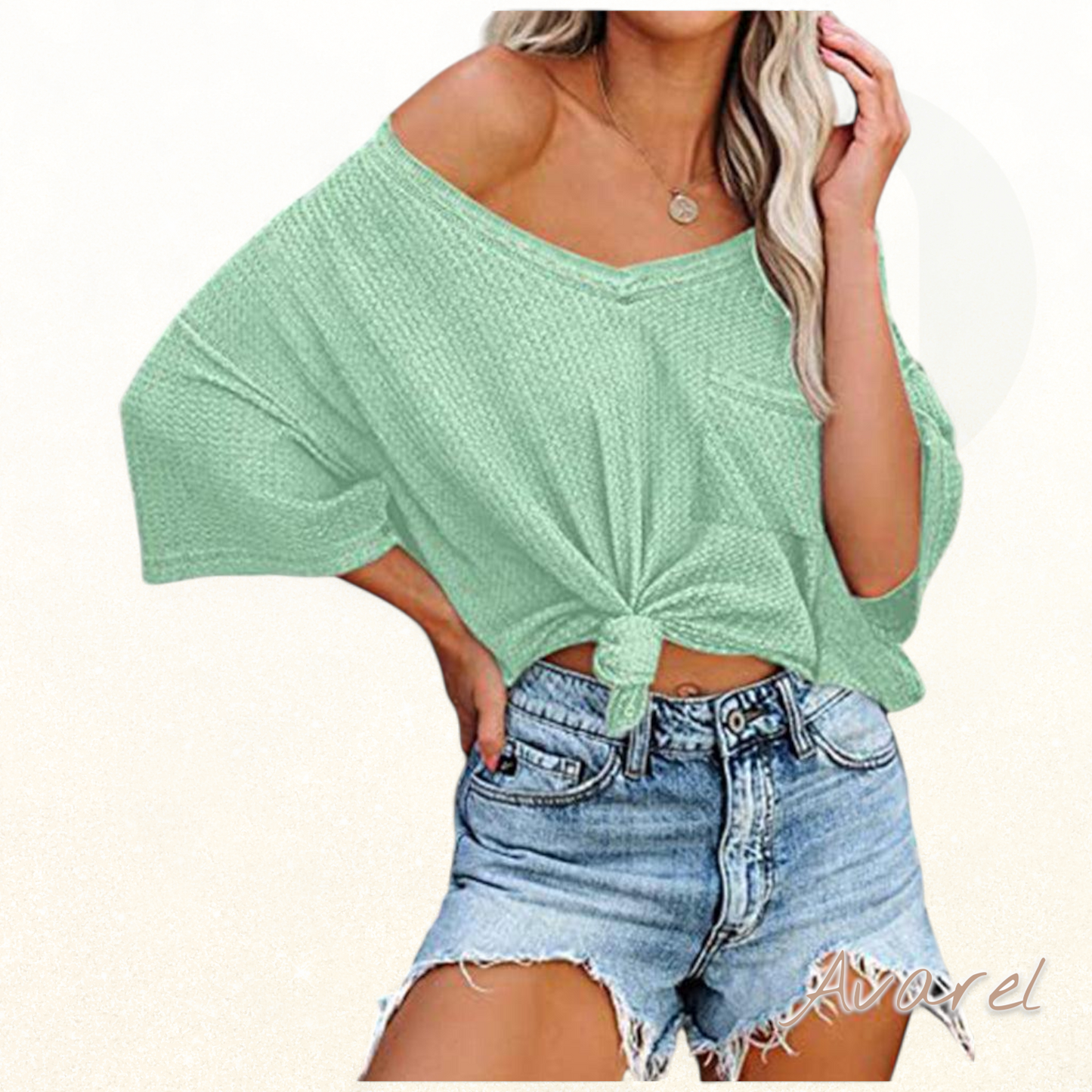 Stylisch chourämligs V-Ausschnitt T-Shirt mit praktische Täsch