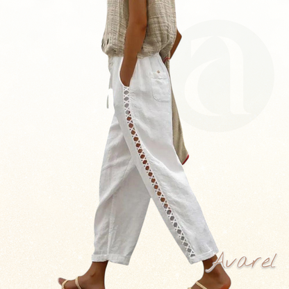 Stilvoll ausgehohlti Baumwoll-Leine Hose für dr modäröne Look