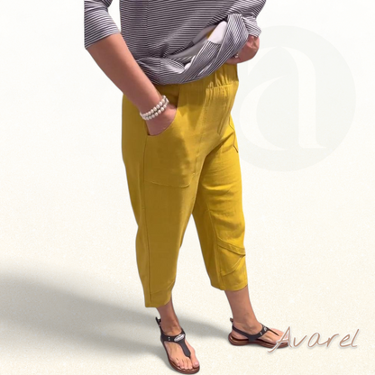 lässigi schmale Baumwoll-Leinen-Hose, churz und bequem